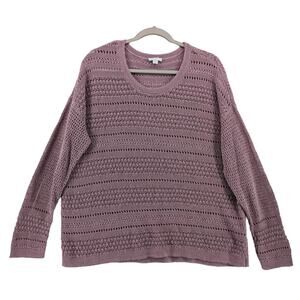 J.Jill Loose Knit Sweater Petite Medium‎ Mauve Oversized Cutout Textured Relaxed